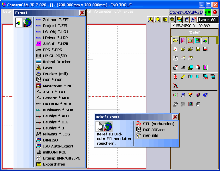exportfilter CAD CAMSoftwareConstruCAM D