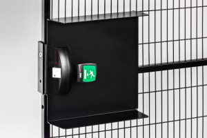Emergency exit lock with emergency and danger function safety fence