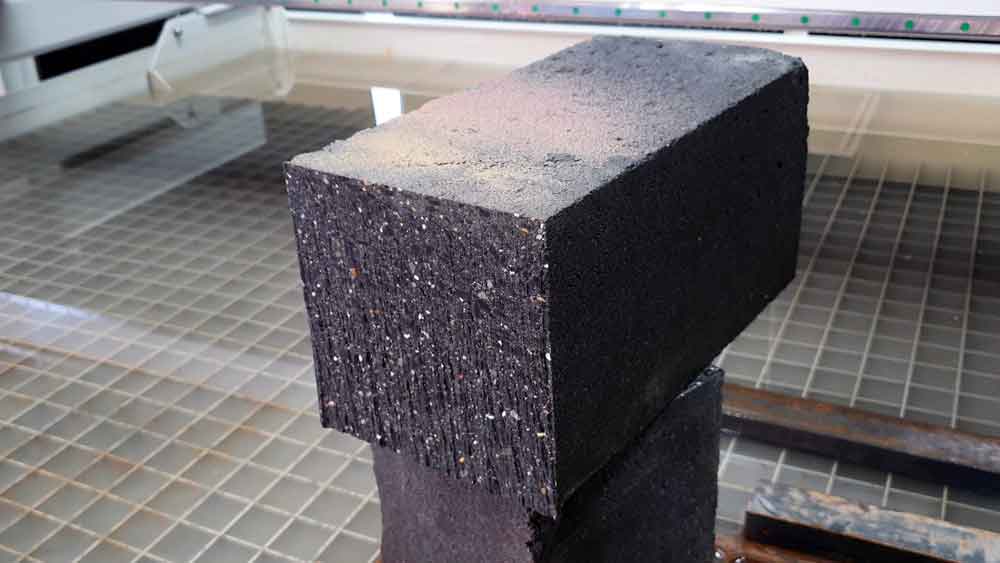 150mm Concrete block cut with CNC Water Jet Cutter 150mm Concrete block cut with CNC Water Jet Cutter