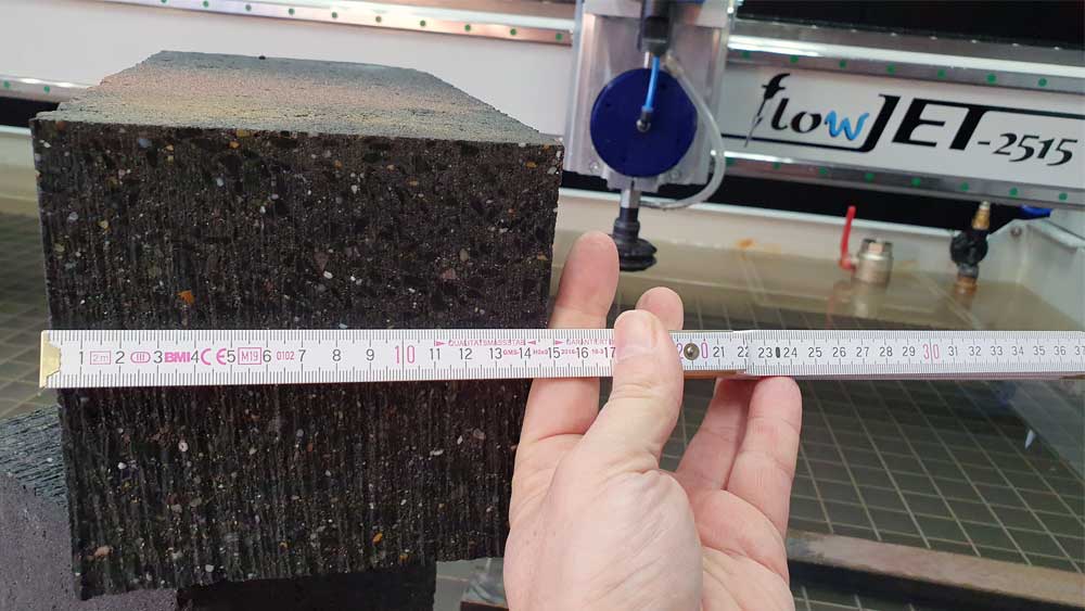 Concrete block 150mm Water Jet cut Concrete block 150mm Water Jet cutting