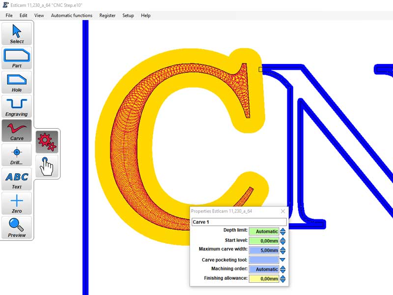 Estlcam carving within the shape Estlcam carving within the shape