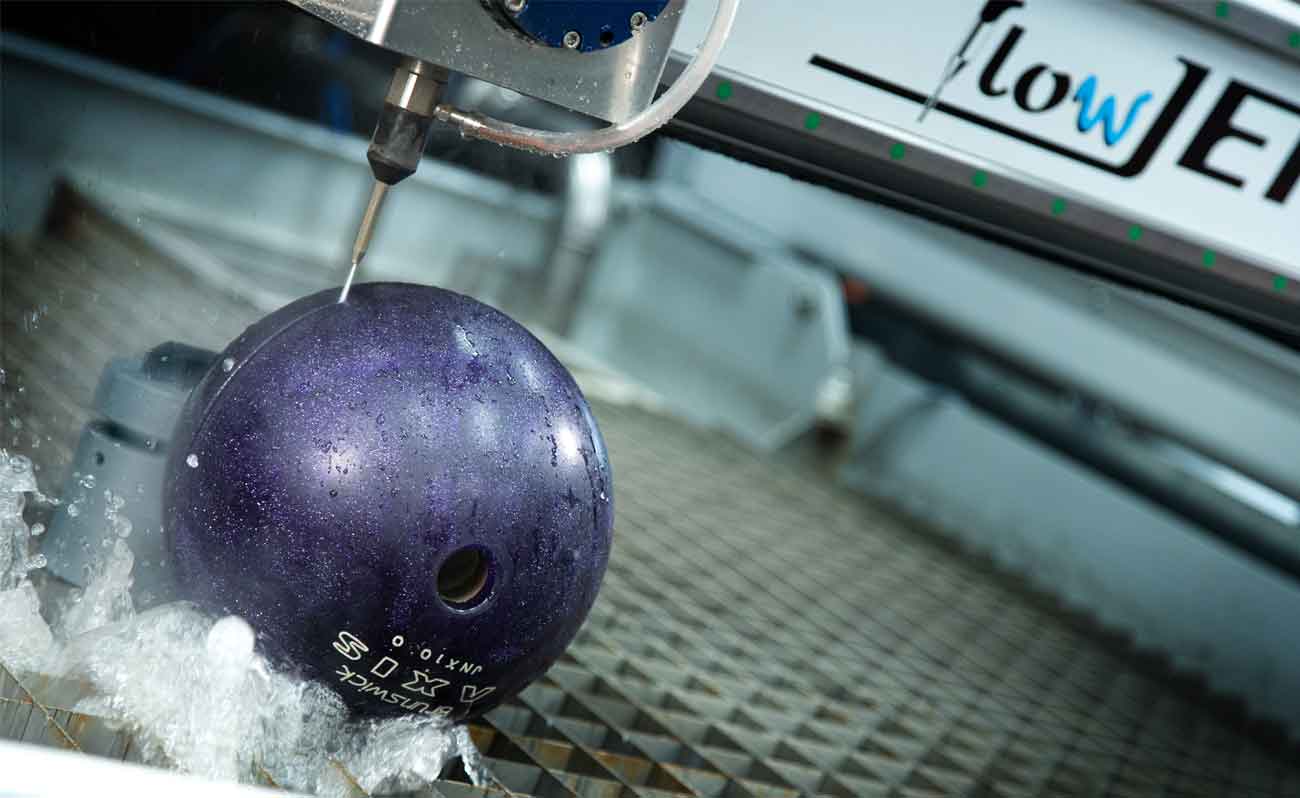 Water jet cutting a bowling ball Water jet cutting a bowling ball